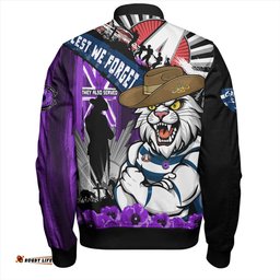 Amazing Aussie Geelong Cats ANZAC Day Honor Purple Valor And Spirit Bomber Jacket