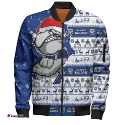 Amazing Aussie Canterbury Bankstown Bulldogs Merry Ugly Christmas Our Beloved Team Scratch Style Bomber Jacket