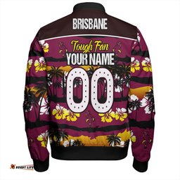 Amazing Aussie Brisbane Broncos Eat Sleep Repeat With Tropical Patterns Bomber Jacket