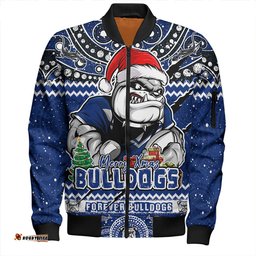 Amazing Aussie Canterbury Bankstown Bulldogs Aboriginal Xmas Special Ugly Christmas Style Bomber Jacket