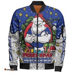 Amazing Aussie Canterbury Bankstown Bulldogs Christmas Custom Merry Christmas Our Beloved Team With Aboriginal Dot Art Pattern Bomber Jacket