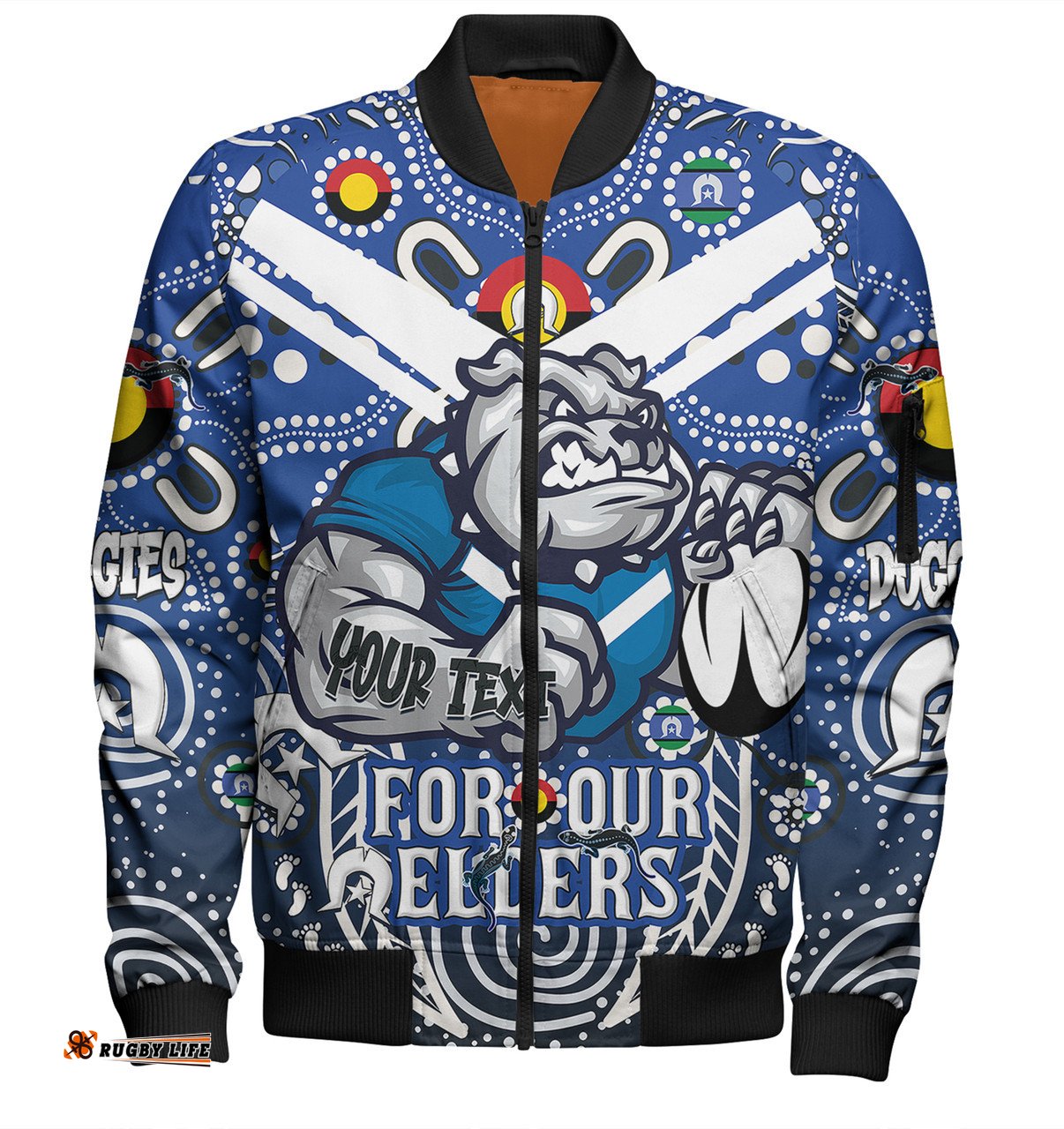 Amazing Aussie Canterbury Bankstown Bulldogs Naidoc Week Custom Bulldogs Naidoc For Our Elders Dot Art Style Bomber Jacket