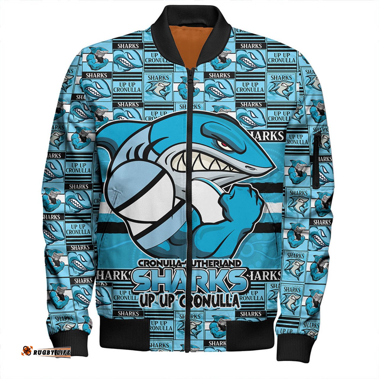Amazing Aussie Cronulla Sutherland Sharks Champion���s Pride Comic Style Bomber Jacket