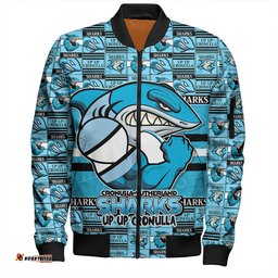 Amazing Aussie Cronulla Sutherland Sharks Champion���s Pride Comic Style Bomber Jacket