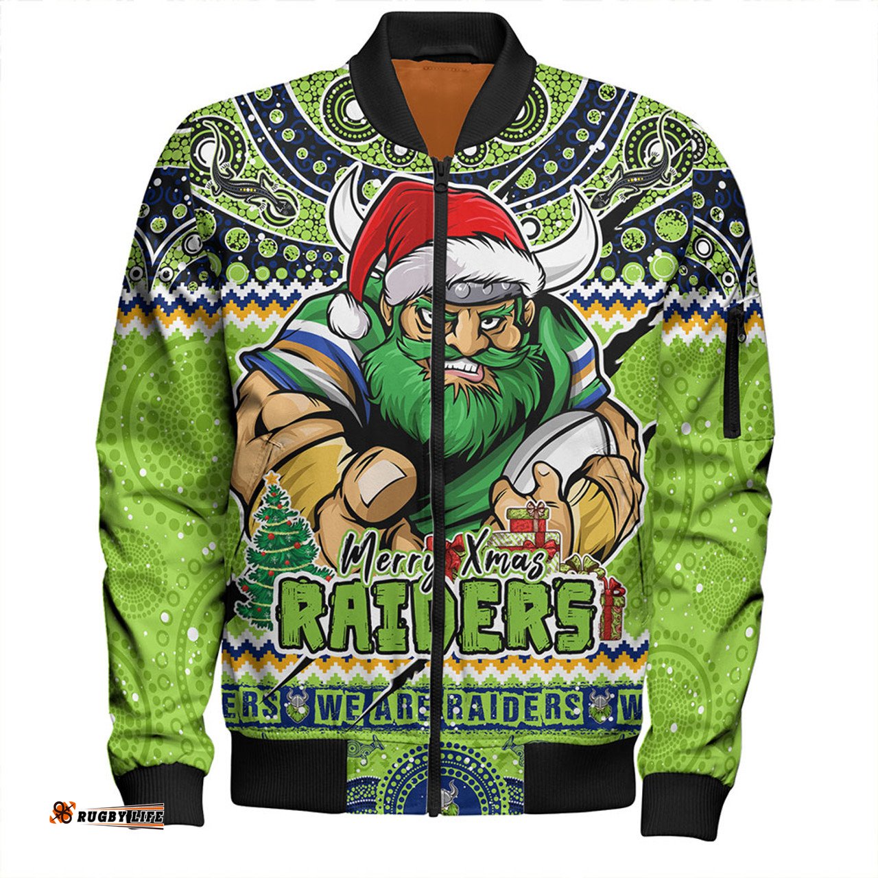 Amazing Aussie Canberra Raiders Aboriginal Xmas Special Ugly Christmas Style Bomber Jacket