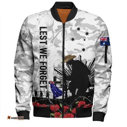 Amazing Aussie Australia Fallen But Not Forgotten Remembrance Day Tribute Bomber Jacket