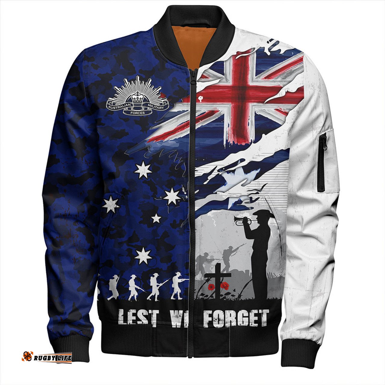Amazing Aussie Australia Remembrance Day Lest We Forget Australian Military Tribute Blue Bomber Jacket