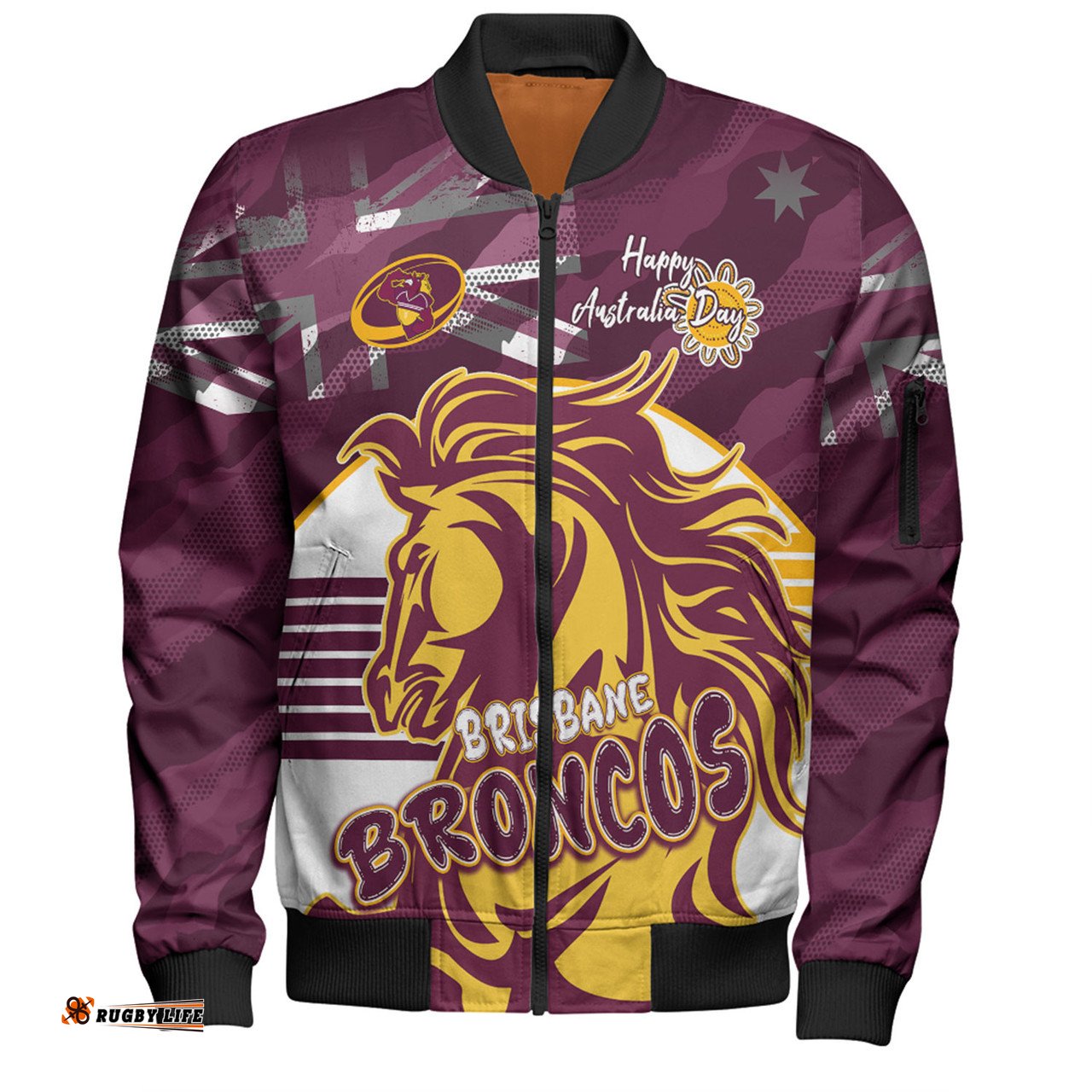 Amazing Aussie Brisbane Broncos Happy Australia Day We Are One And Free Bomber Jacket
