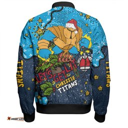 Amazing Aussie Gold Coast Titans Christmas Custom Let's Get Lit Chrisse Pressie Bomber Jacket