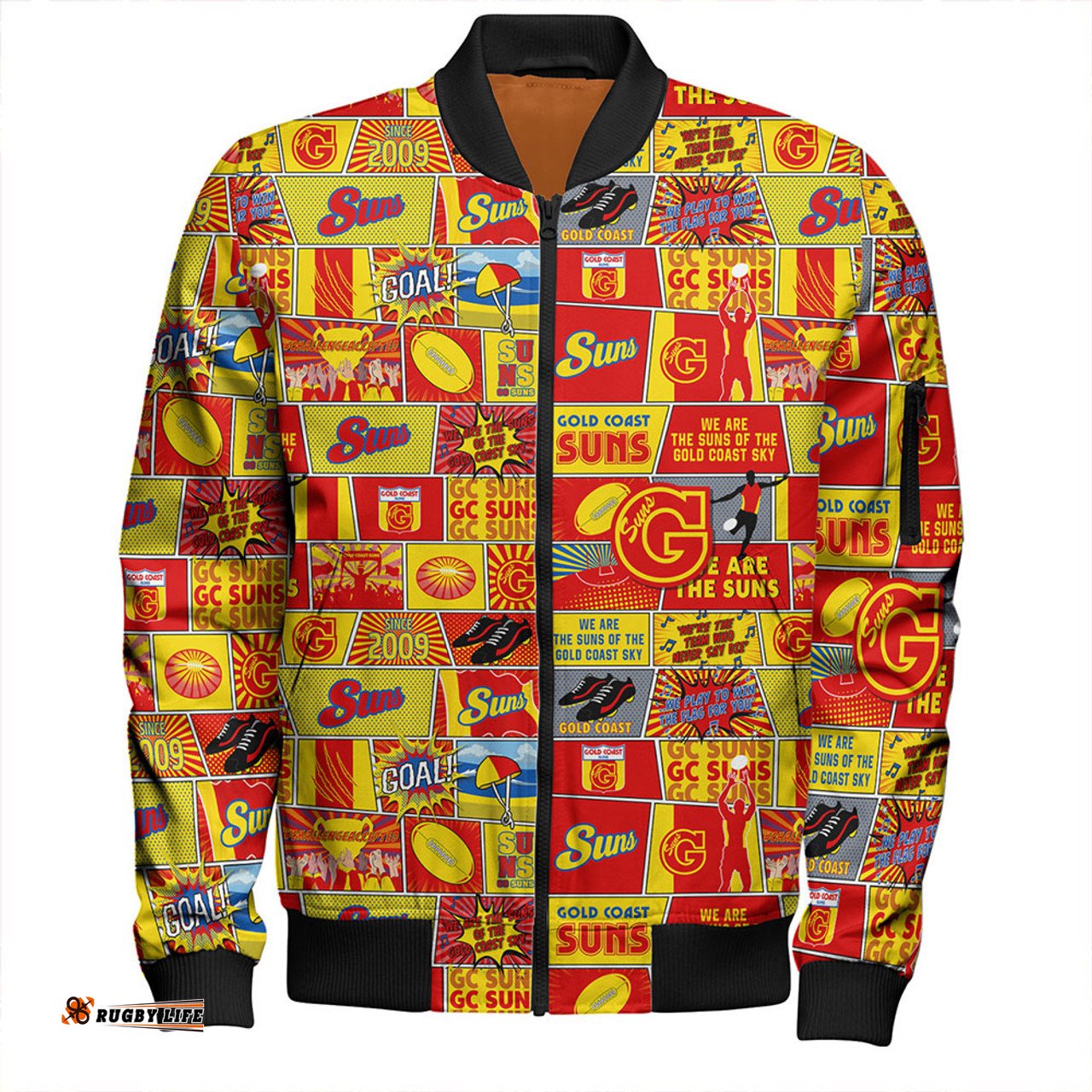 Amazing Aussie Gold Coast SUNS Legacy Of The Pride Comic Style Bomber Jacket