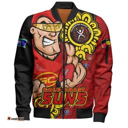 Amazing Aussie Gold Coast SUNS Power Through Generations NAIDOC Edition Bomber Jacket