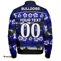 Amazing Aussie Canterbury Bankstown Bulldogs Tropical Hibiscus and Coconut Trees Bomber Jacket