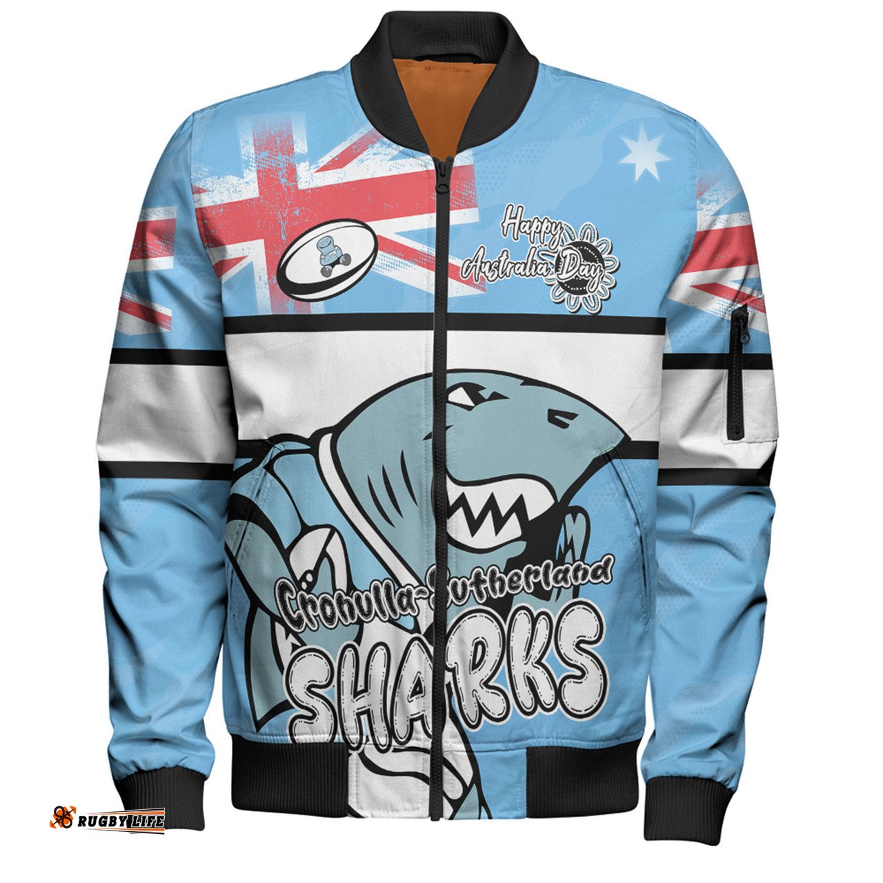 Amazing Aussie Cronulla Sutherland Sharks Happy Australia Day We Are One And Free Bomber Jacket
