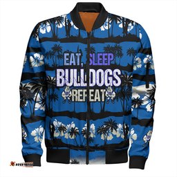 Amazing Aussie Canterbury Bankstown Bulldogs Eat Sleep Repeat With Tropical Patterns Bomber Jacket