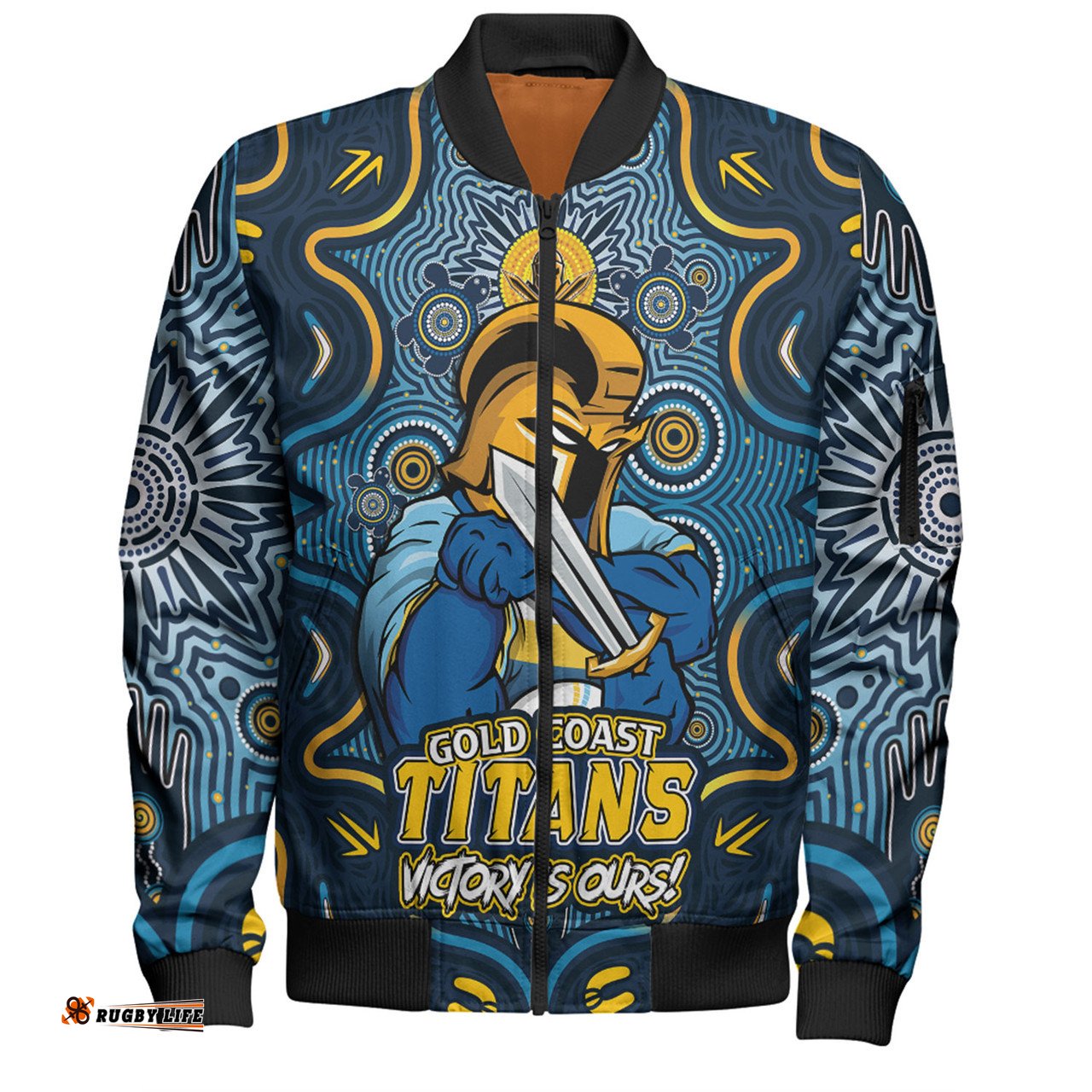 Amazing Aussie Gold Coast Titans Aboriginal Pattern Inspired Victory Is Ours Bomber Jacket