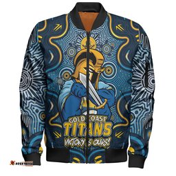 Amazing Aussie Gold Coast Titans Aboriginal Pattern Inspired Victory Is Ours Bomber Jacket