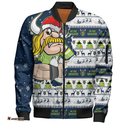 Amazing Aussie Canberra Raiders Merry Ugly Christmas Our Beloved Team Scratch Style Bomber Jacket