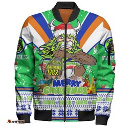 Amazing Aussie Canberra Raiders Christmas Custom Canberra Viking Santa Aussie Big Things Bomber Jacket