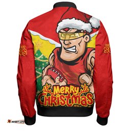 Amazing Aussie Gold Coast SUNS Santa Scoring Touchdown On Christmas Game Day Bomber Jacket