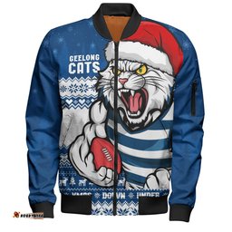 Amazing Aussie Geelong Cats Merry Christmas Down Under Footy Power Style Bomber Jacket