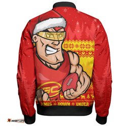 Amazing Aussie Gold Coast SUNS Merry Christmas Down Under Footy Power Style Bomber Jacket