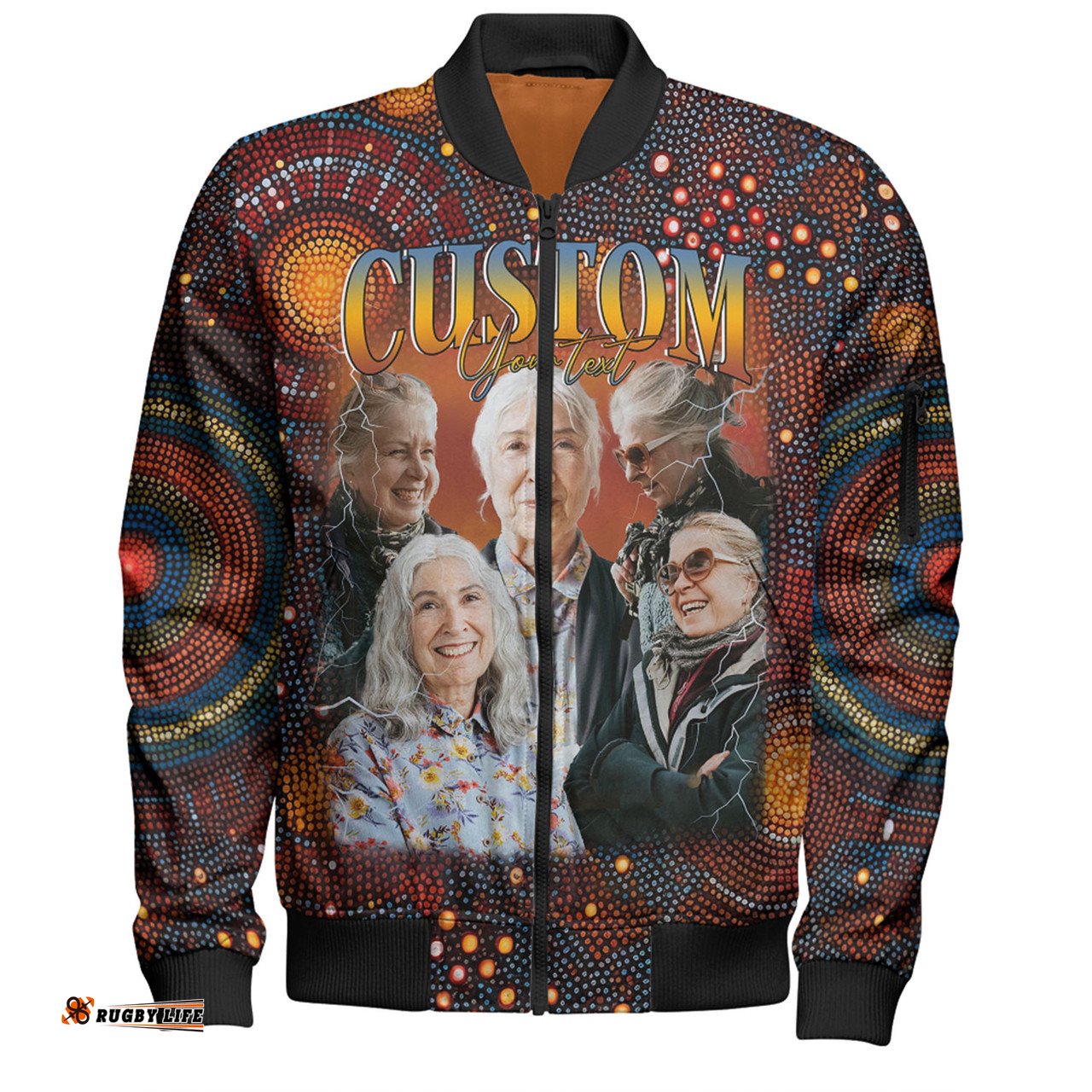 Amazing Aussie Australia Christmas Custom Personalised Aboriginal Inspired Patterns Bomber Jacket