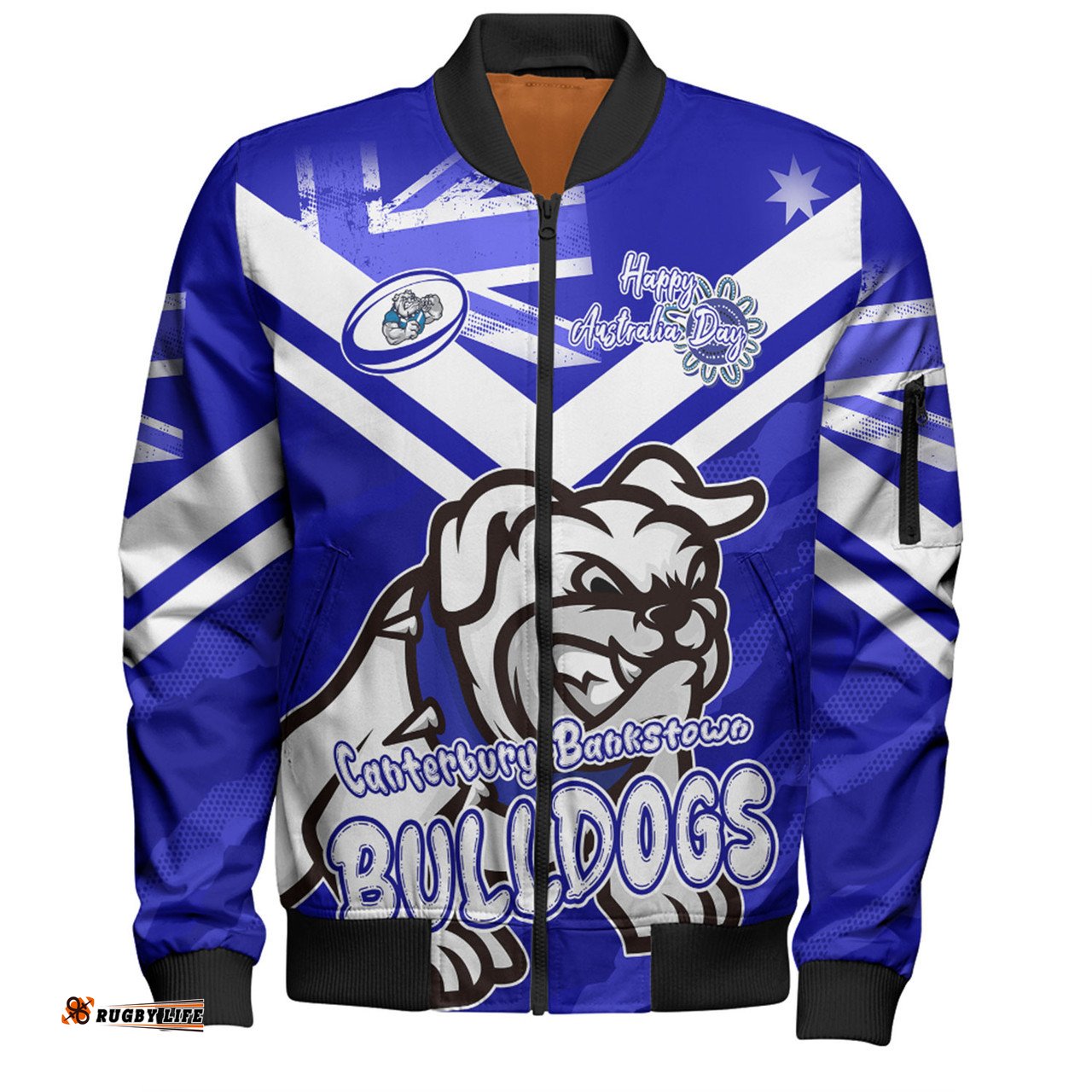 Amazing Aussie Canterbury Bankstown Bulldogs Happy Australia Day We Are One And Free Bomber Jacket