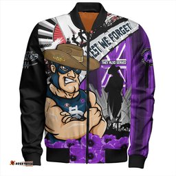 Amazing Aussie Carlton ANZAC Day Honor Purple Valor And Spirit Bomber Jacket