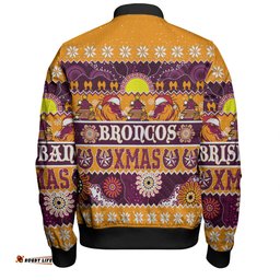 Amazing Aussie Brisbane Broncos Christmas Aboriginal Custom Indigenous Knitted Ugly Xmas Style Bomber Jacket