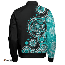 Amazing Aussie Australia Indigenous Turtle Aboriginal Dot Art Turquoise Bomber Jacket