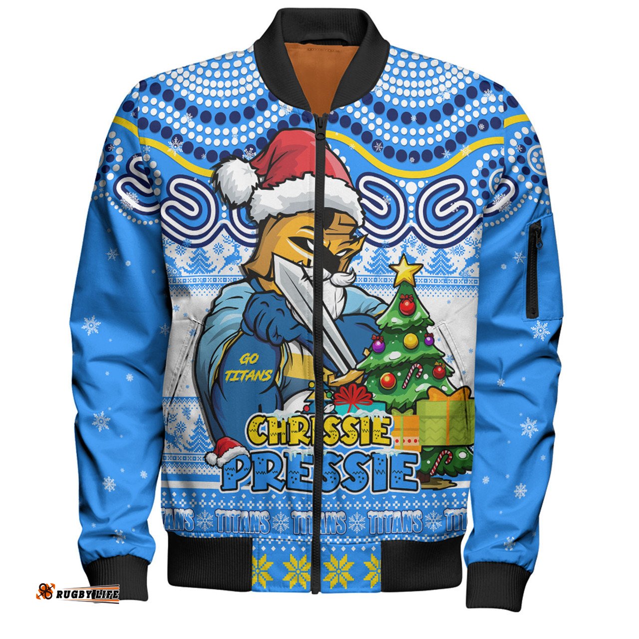 Amazing Aussie Gold Coast Titans Aussie Ugly Christmas For Die Hard Fan Supporters Bomber Jacket
