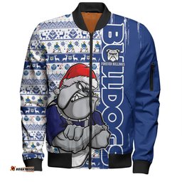 Amazing Aussie Canterbury Bankstown Bulldogs Merry Ugly Xmas Nordic Pattern Style Bomber Jacket