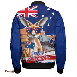 Amazing Aussie Australia Happy Australia Day Kangaroo With Sydney Opera House At Sunset Bomber Jacket