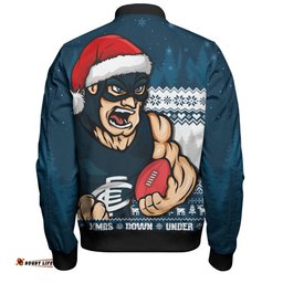 Amazing Aussie Carlton Merry Christmas Down Under Footy Power Style Bomber Jacket