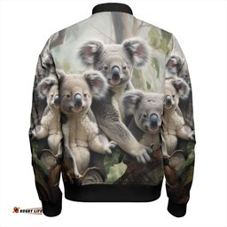 Amazing Aussie Australia Koala Three Koalas with Gum Trees Ver2 Bomber Jacket