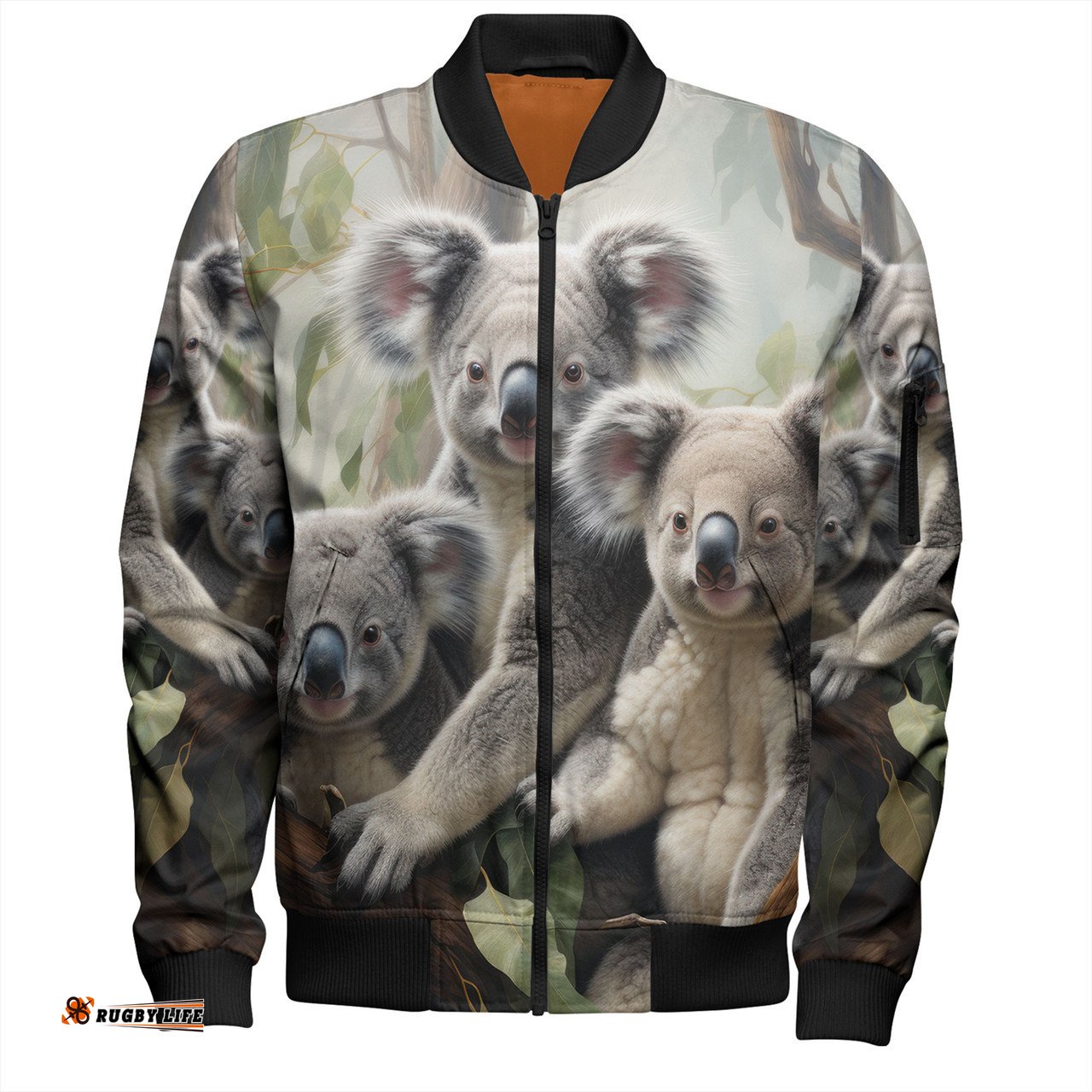 Amazing Aussie Australia Koala Three Koalas with Gum Trees Ver2 Bomber Jacket