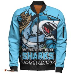 Amazing Aussie Cronulla Sutherland Sharks Unleash Power In The Ultimate Battle Bomber Jacket