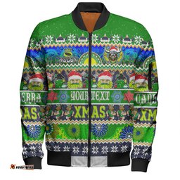 Amazing Aussie Canberra Raiders Christmas Aboriginal Custom Indigenous Knitted Ugly Xmas Style Bomber Jacket