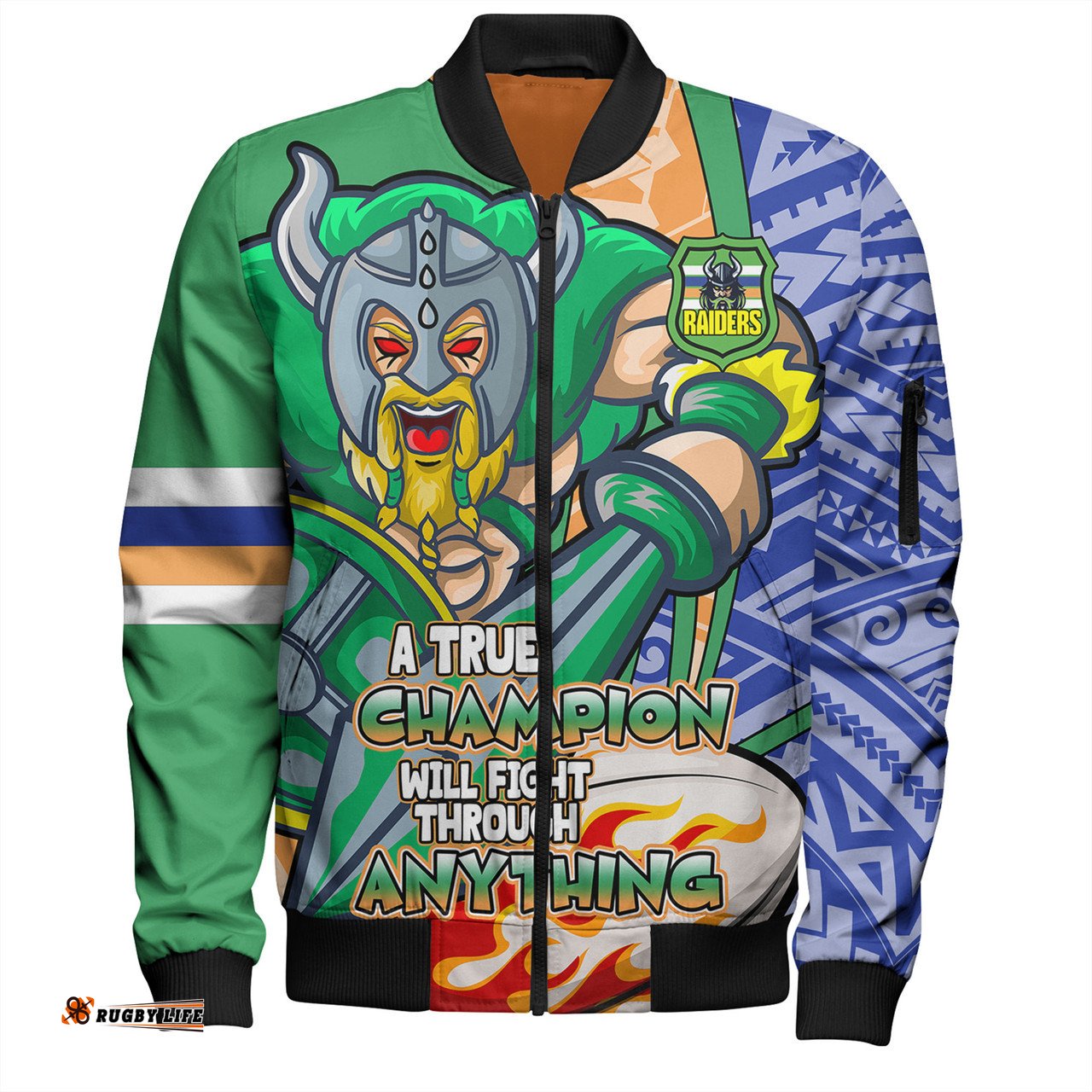 Amazing Aussie Canberra Raiders Grand Final A True Champion Will Fight Through Anything With Polynesian Patterns Bomber Jacket