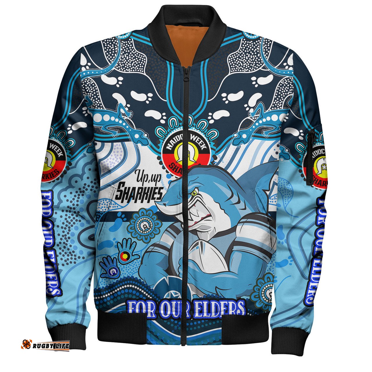 Amazing Aussie Cronulla Sutherland Sharks Naidoc Week Custom For Our Elders Home Jersey Bomber Jacket