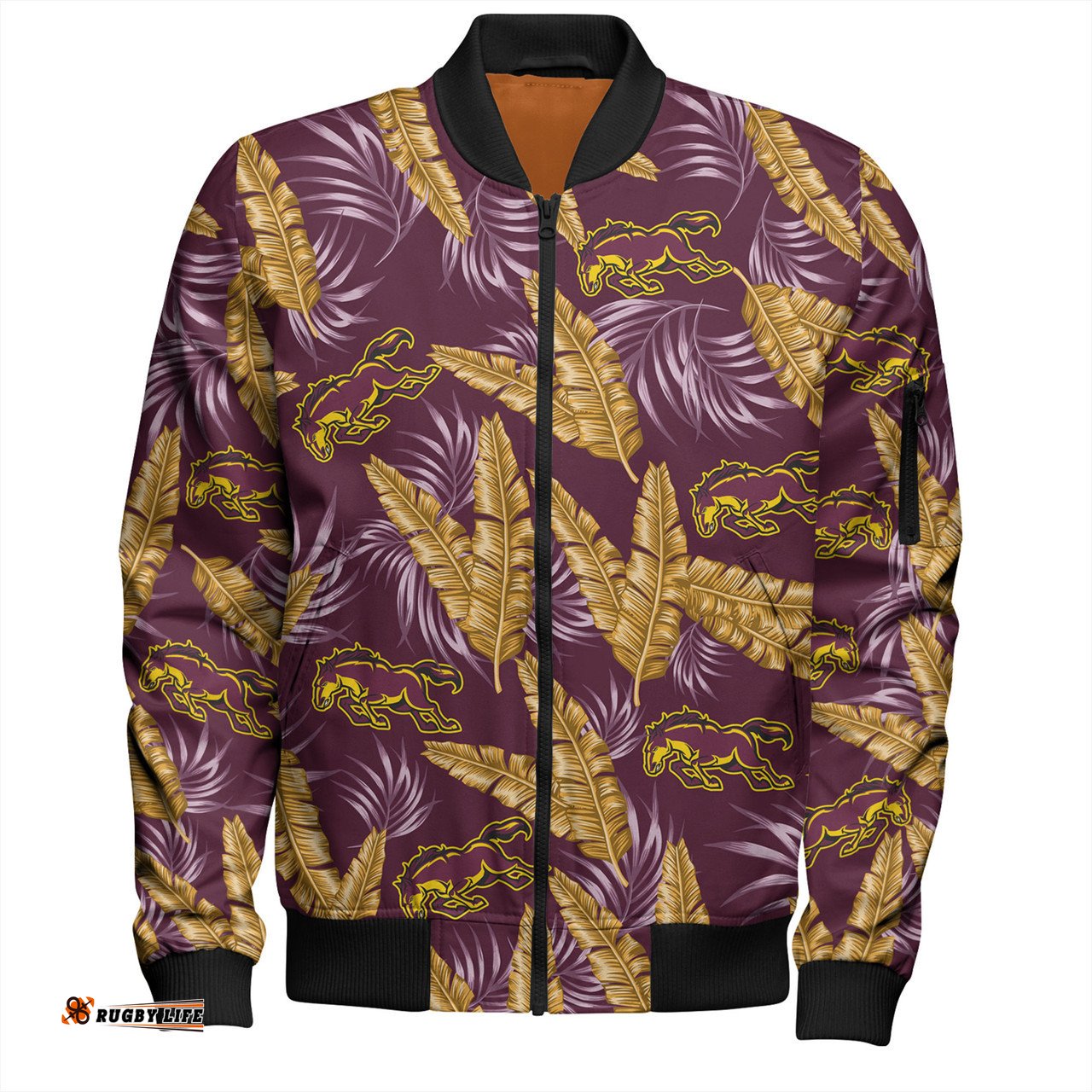 Amazing Aussie Brisbane Broncos Custom Tropical Patterns Brisbane Broncos Bomber Jacket