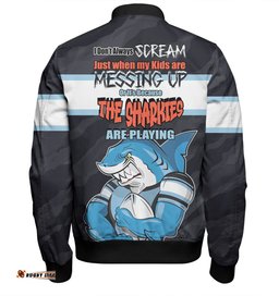 Amazing Aussie Cronulla Sutherland Sharks Mother's Day Screaming Mom and Crazy Fan Bomber Jacket