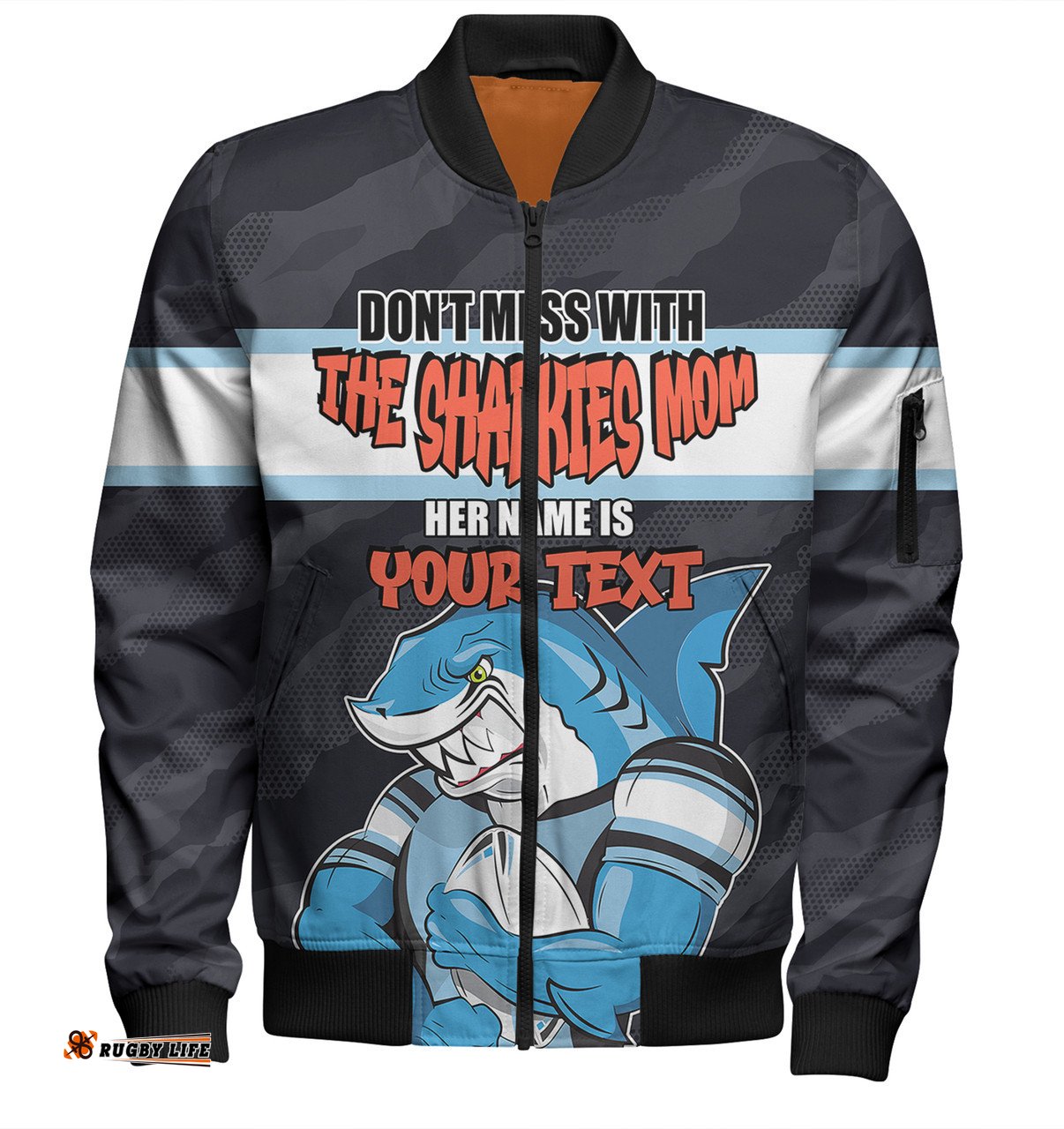 Amazing Aussie Cronulla Sutherland Sharks Mother's Day Screaming Mom and Crazy Fan Bomber Jacket