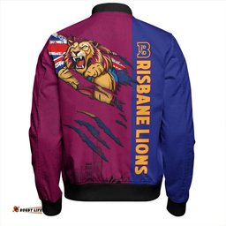 Amazing Aussie Brisbane Lions Burning Passion Of Power Scratch Style Bomber Jacket