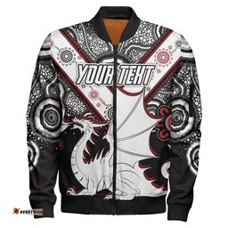 Amazing Aussie Australia Illawarra and St George Custom Aboriginal Inspired Dragon Bomber Jacket