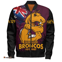 Amazing Aussie Brisbane Broncos Heart Of A Fighter Tough And Fearless Bomber Jacket