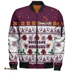Amazing Aussie Brisbane Broncos Christmas Custom Special Ugly Christmas Bomber Jacket