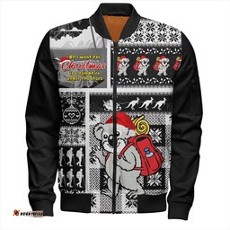 Amazing Aussie Australia Koala Wonderland Christmas Black Bomber Jacket
