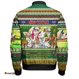 Amazing Aussie Australia Christmas Custom Six White Boomers Bomber Jacket