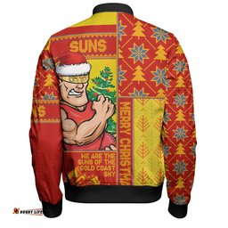 Amazing Aussie Gold Coast SUNS Merry Christmas Knit Style Festive Spirit Bomber Jacket